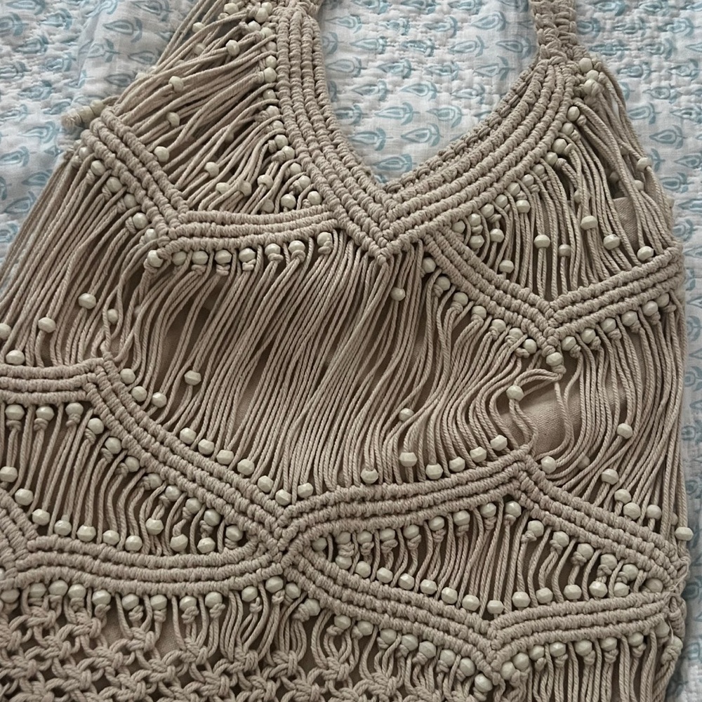 Perfect summer crochet bag with pearls and inset with zipped